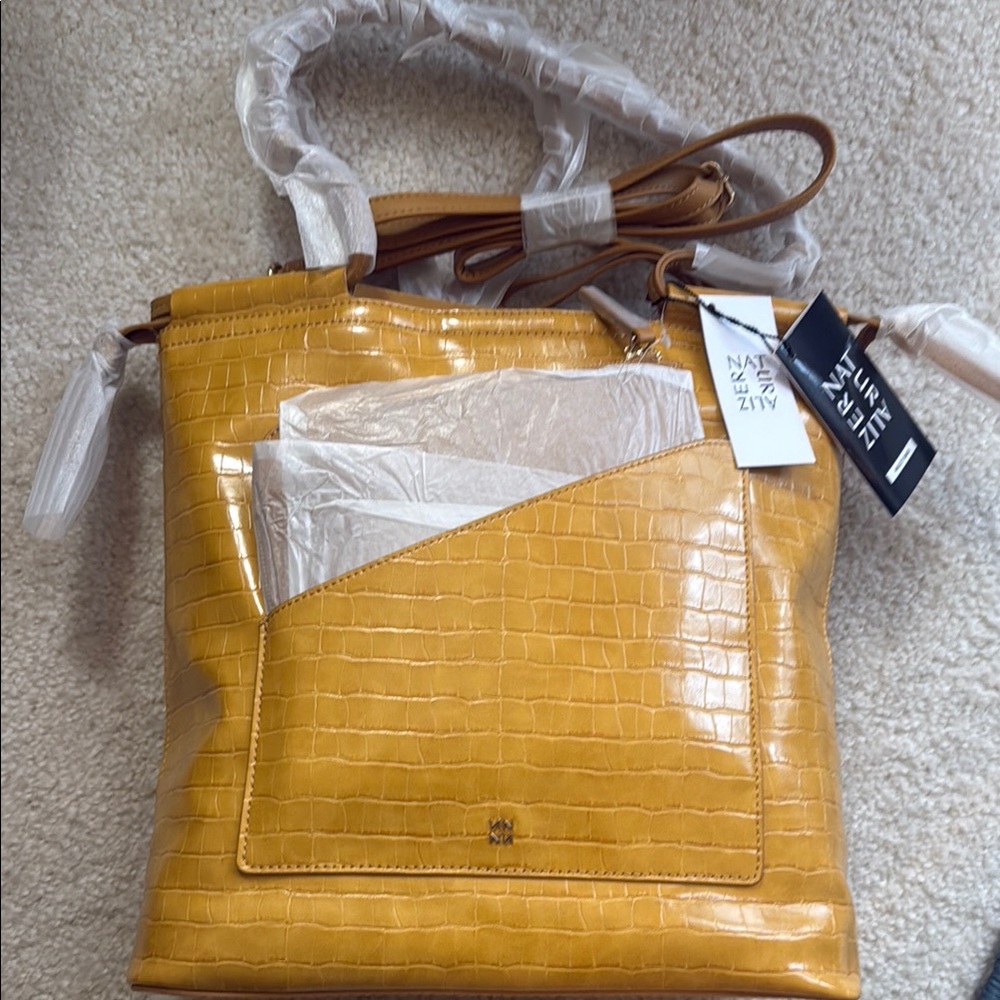 NWT Naturalizer Three Piece Yellow Tote Bag, Cross Body Bag and Cosmetic Bag